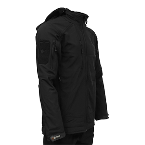 Siyah Softshell Mont 2036 Kapüşonlu 5 Cepli Su ve Rüzgar Geçirmez Mont