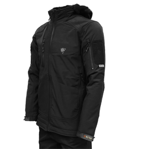 Siyah Softshell Mont 2036 Kapüşonlu 5 Cepli Su ve Rüzgar Geçirmez Mont