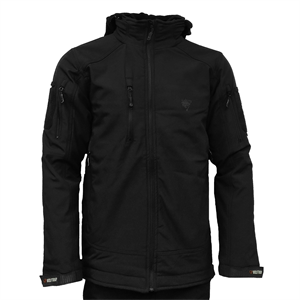Siyah Softshell Mont 2036 Kapüşonlu 5 Cepli Su ve Rüzgar Geçirmez Mont