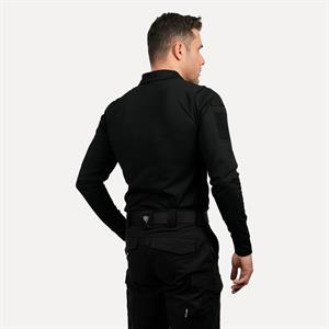 Siyah Uzun Kollu Taktik Polo Yaka Tişört, 2 Cepli Uzun Kollu T-Shirt