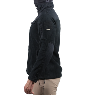 Tam Fermuarlı Siyah Polar Ceket 3536 5 Cepli Taktik Polar Ceket