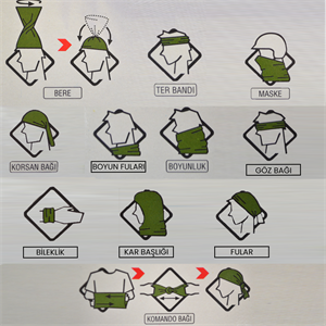 11 Farklı Şekilde Kullanılabilen Jandarma Kamuflaj Desenli Buff, Boyunluk, Bandana