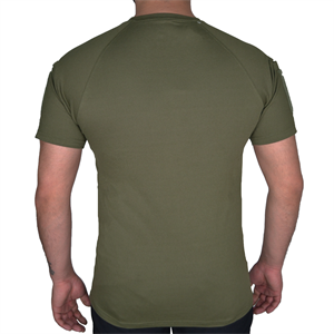Haki Renkli Taktik Kısa Kollu Tişört, 2 Cepli Taktik T-Shirt