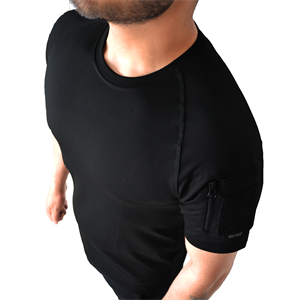 Siyah Renkli Taktik Kısa Kollu Tişört, 2 Cepli Taktik T-Shirt