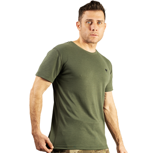 FUR Erkek Haki Basic Tişört - Kısa Kollu Bisiklet Yaka Regular Fit