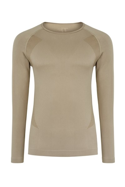 Erkek Dikişsiz Termal Sweatshirt Kum Rengi