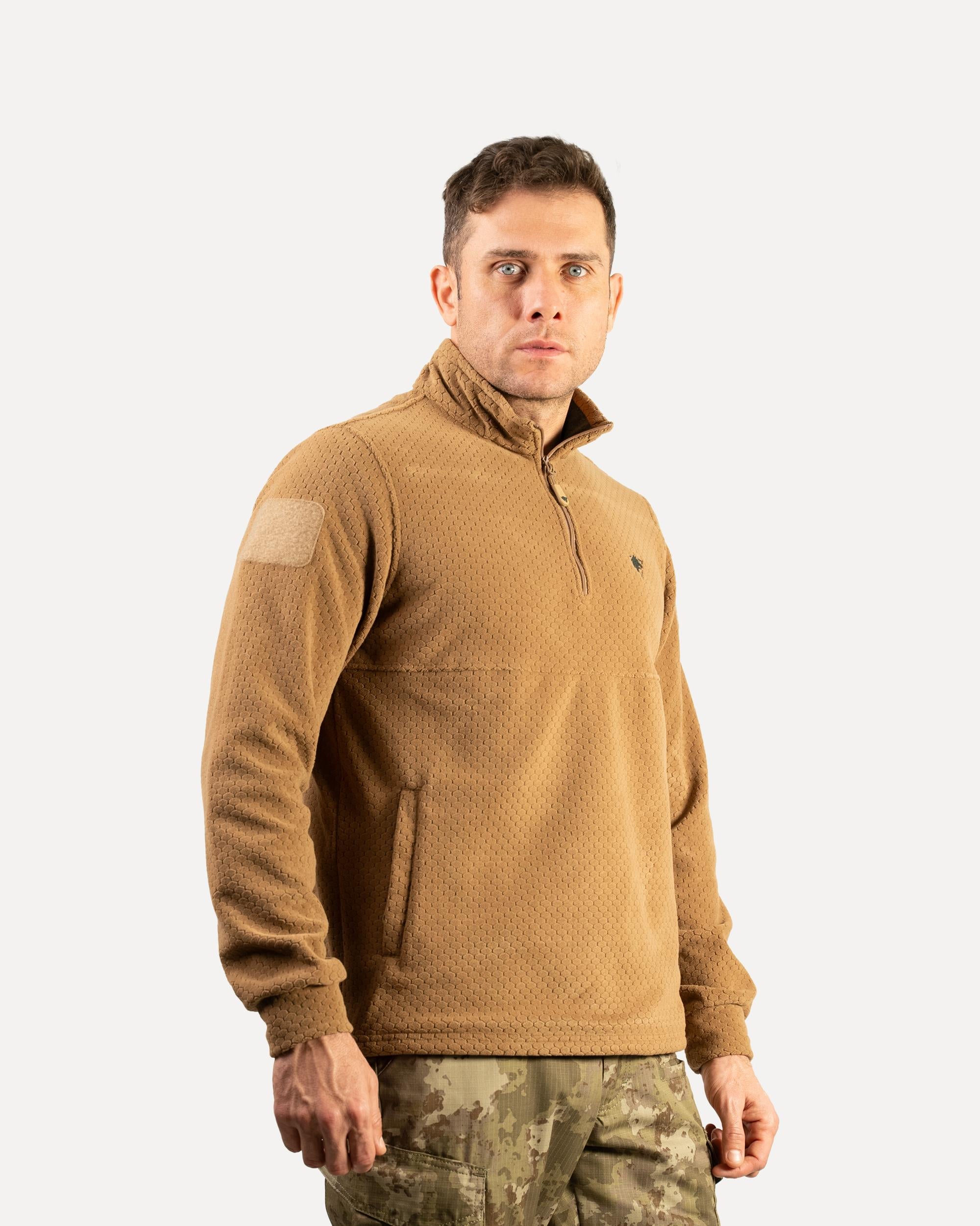 Wolftrap Tactical Yalaz Balıkçı Yaka Bej Taktik Polar Kazak | Wolftrap Taktik Polar Sweatshirt | Taktik Polar