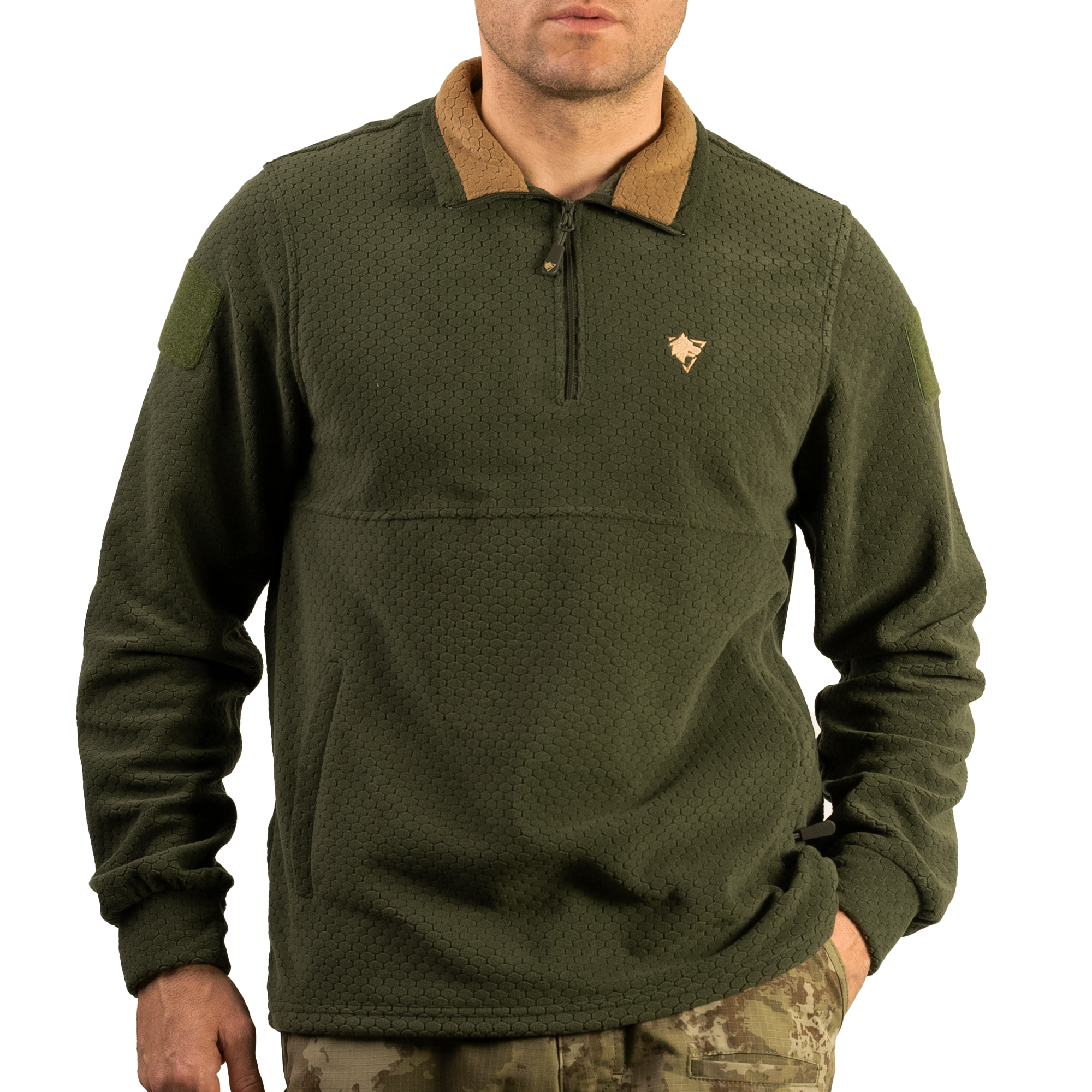 Wolftrap Tactical Yalaz Balıkçı Yaka Haki Taktik Polar Kazak | Wolftrap Taktik Polar Sweatshirt | Taktik Polar