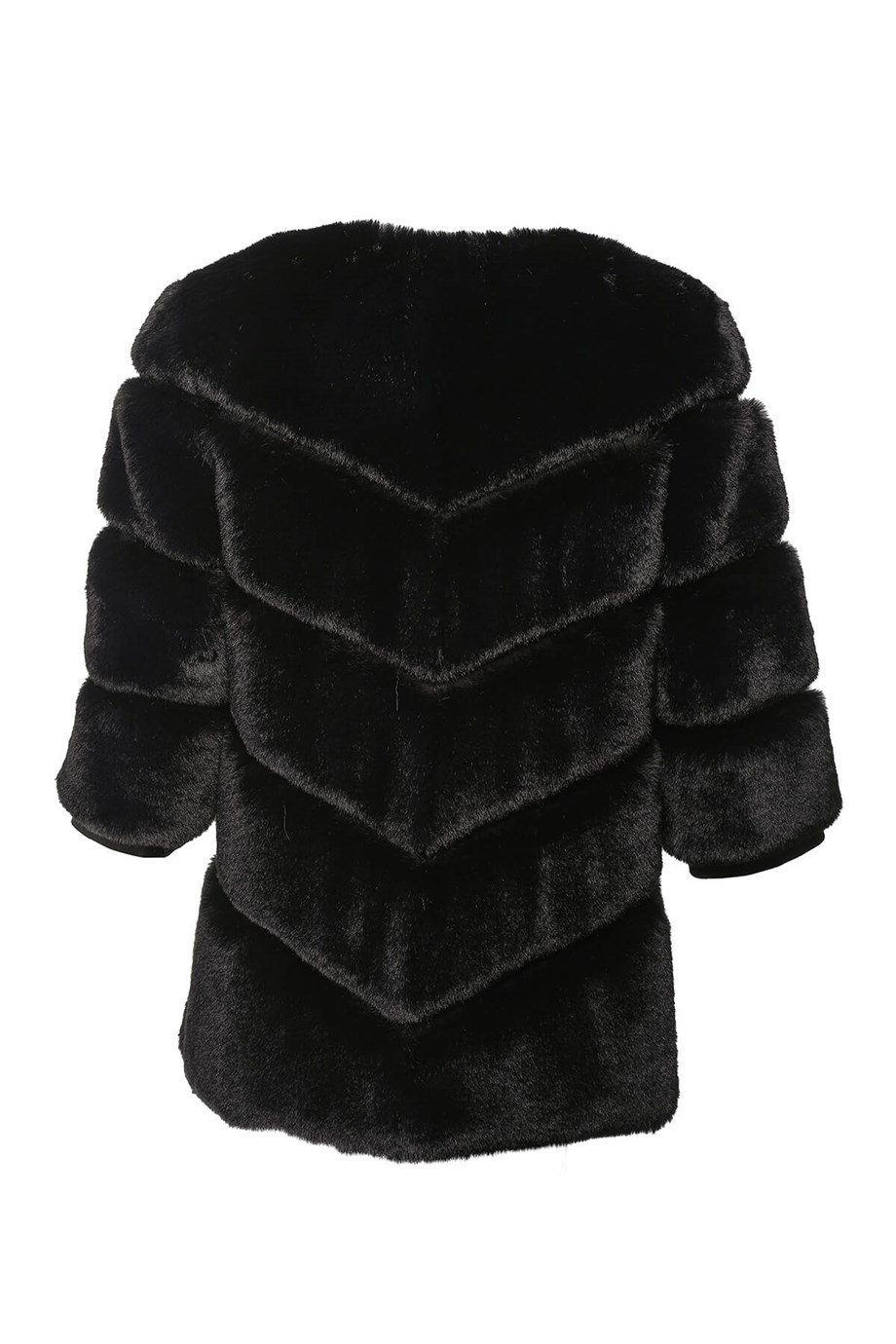 CLASSIC Yarım Kol Dilimli Suni Kürk Ceket - Siyah