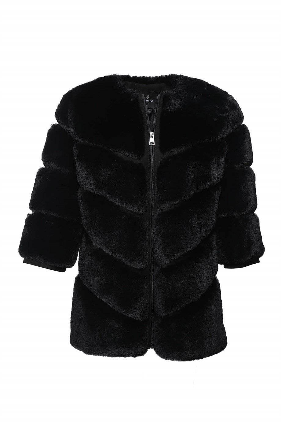 CLASSIC Yarım Kol Dilimli Suni Kürk Ceket - Siyah