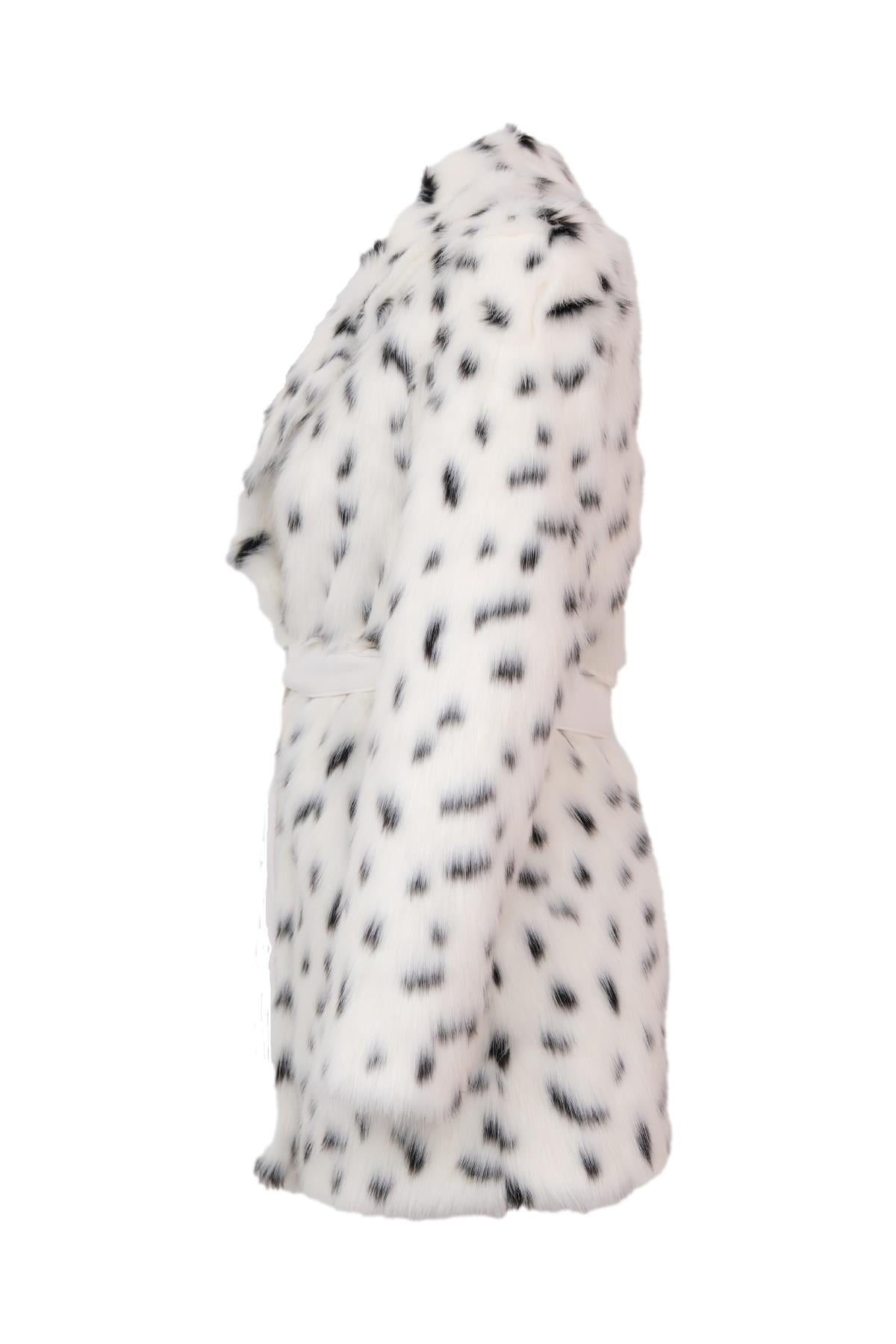 CORDELIA Bel Kuşaklı Desenli Suni Kürk Ceket - Leopar