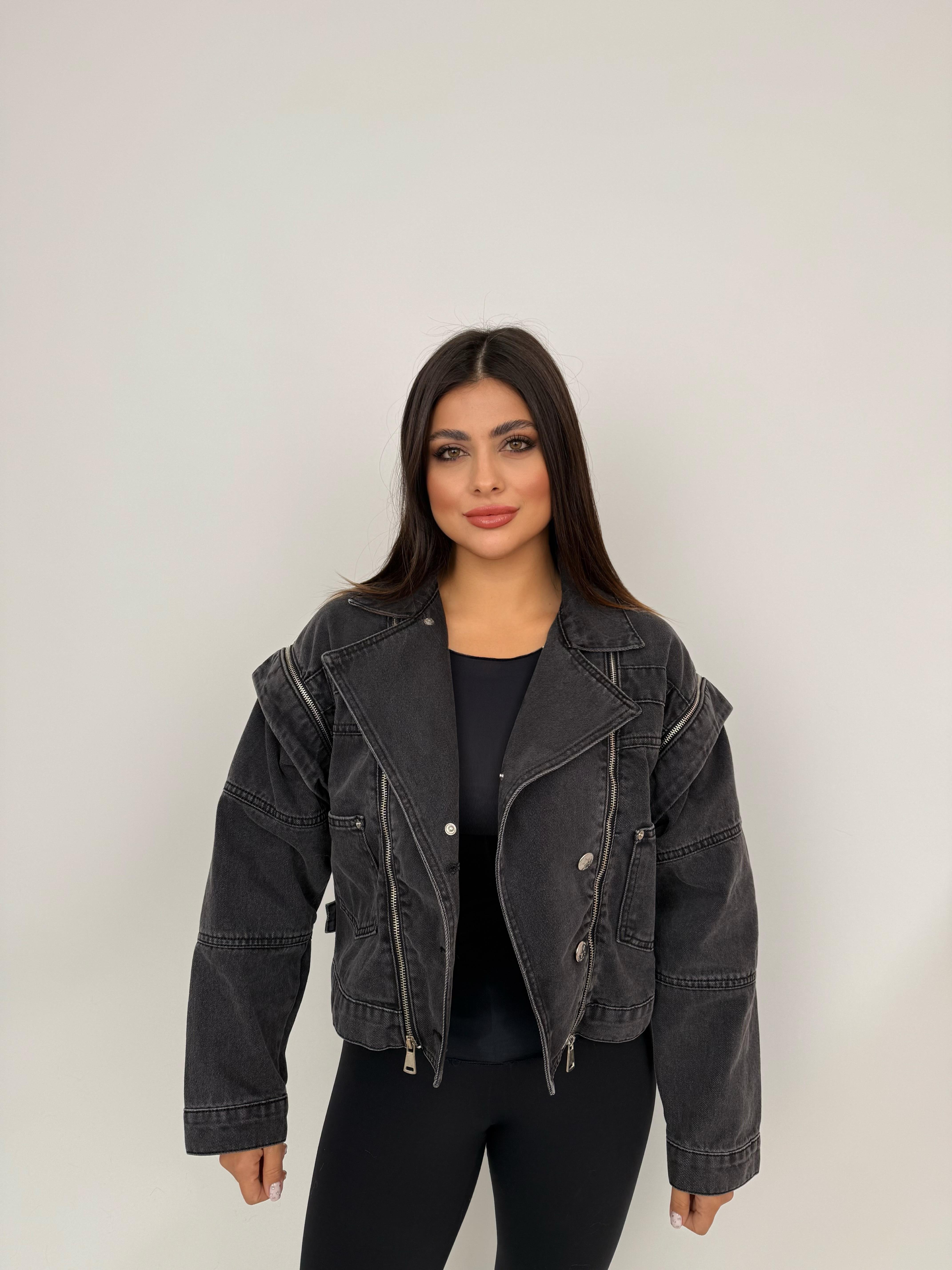 GALIA Kürklü Kot Ceket - Antrasit