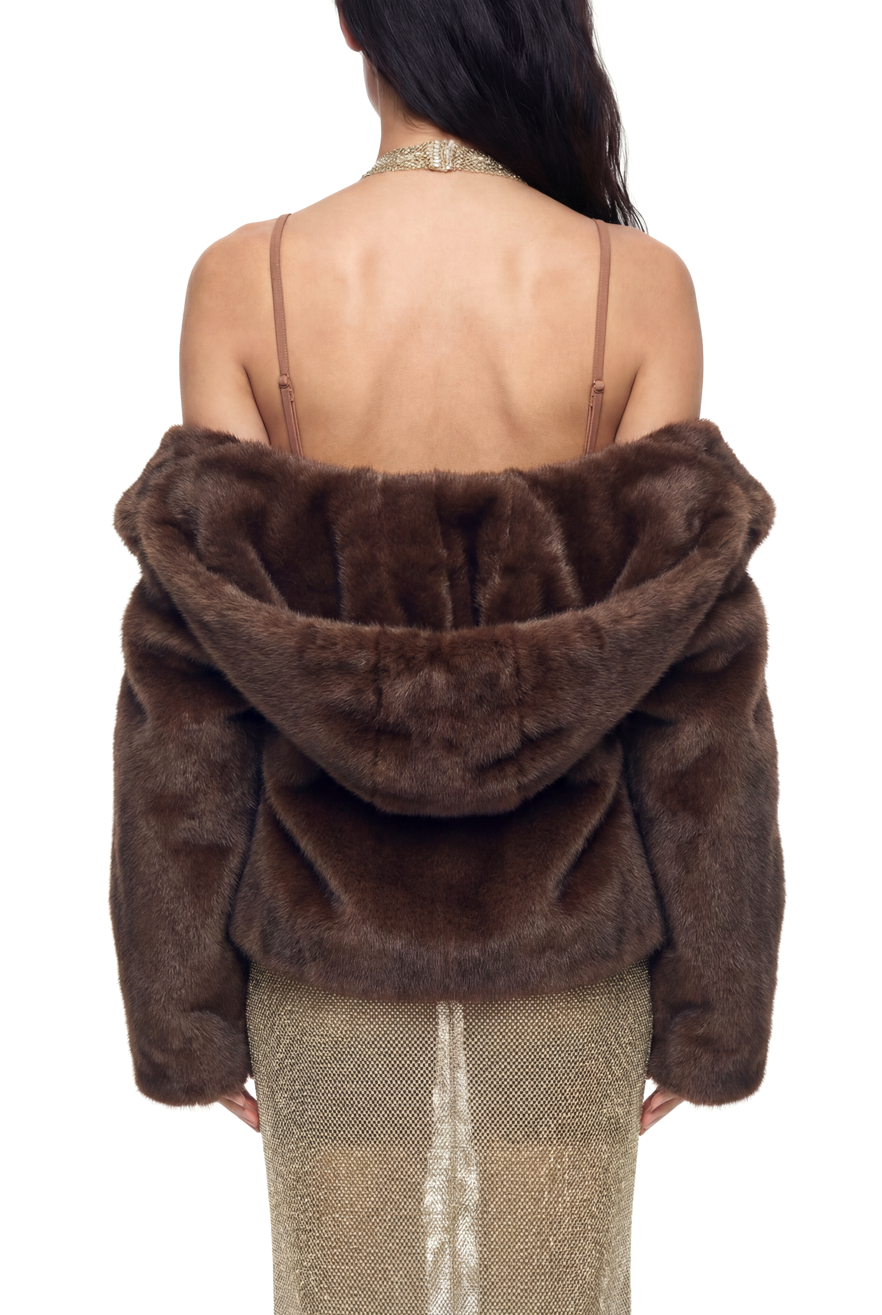 MARC Kapüşonlu Suni Kürk Ceket - Kahverengi