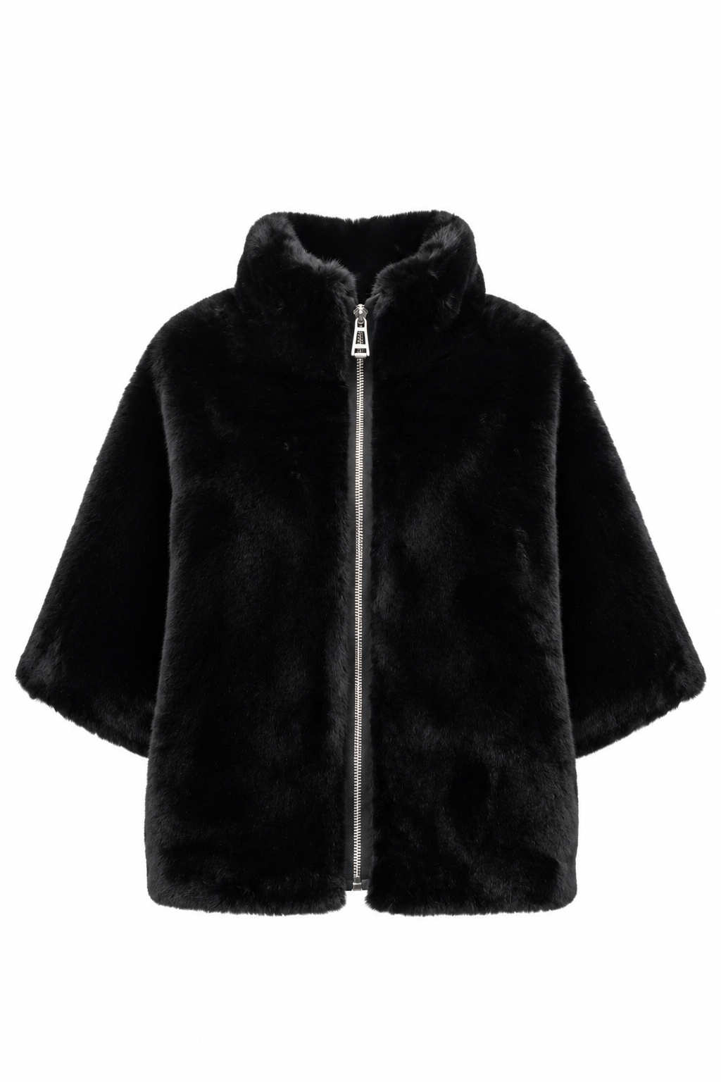MARENA Suni Kürk Ceket - Siyah