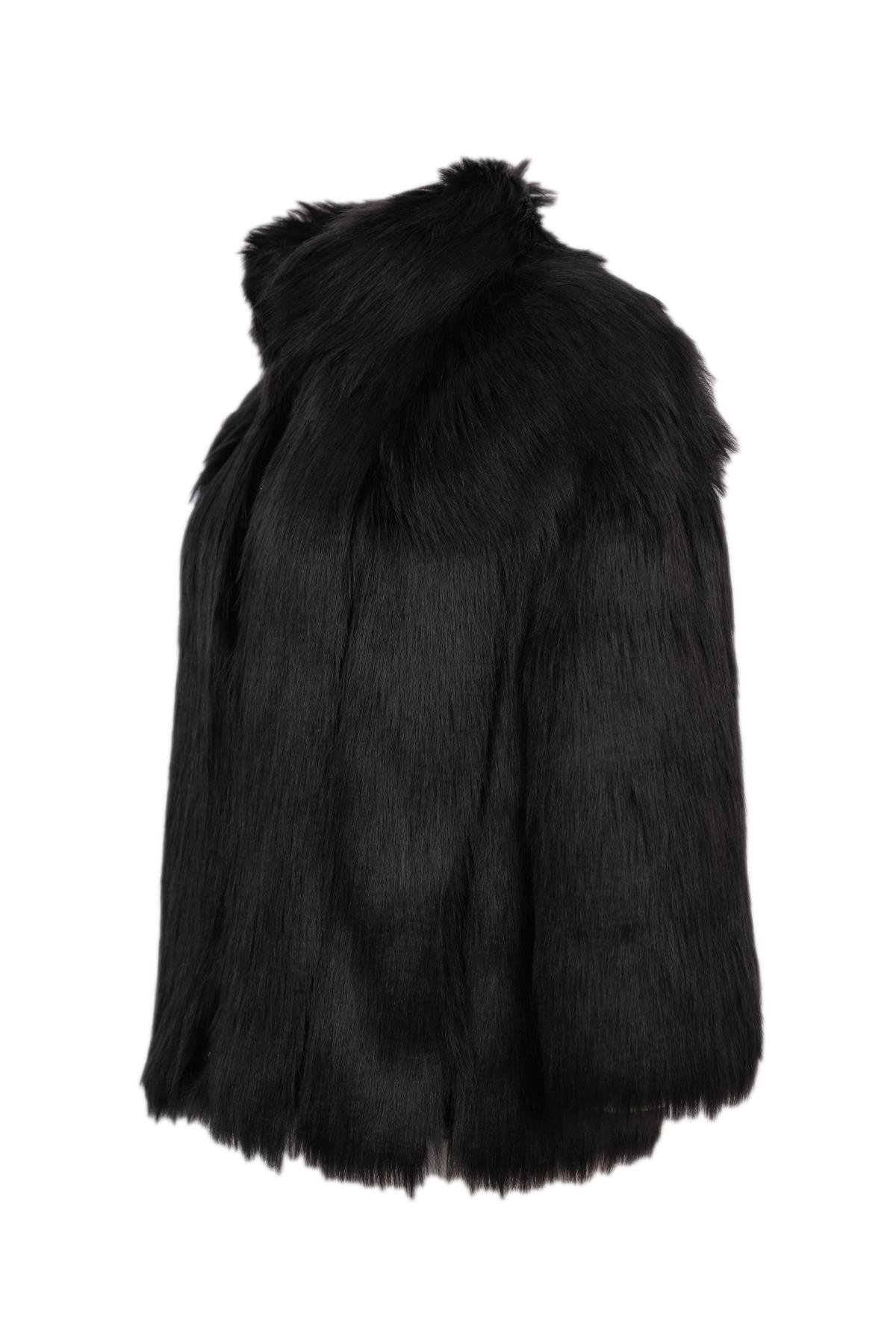 MILAN Suni Kürk Ceket - Siyah