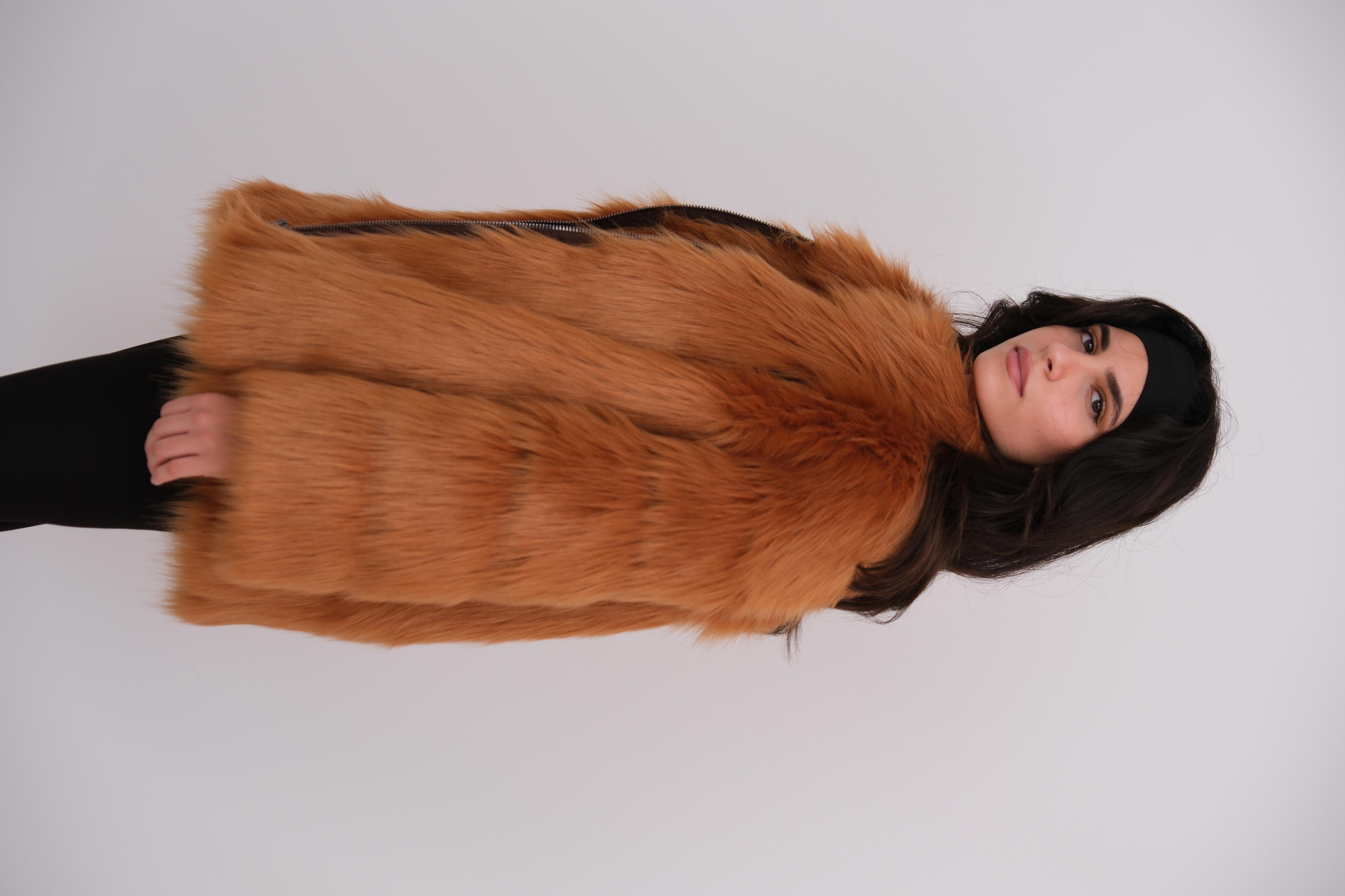 MILAN Suni Kürk Ceket - Tarçın