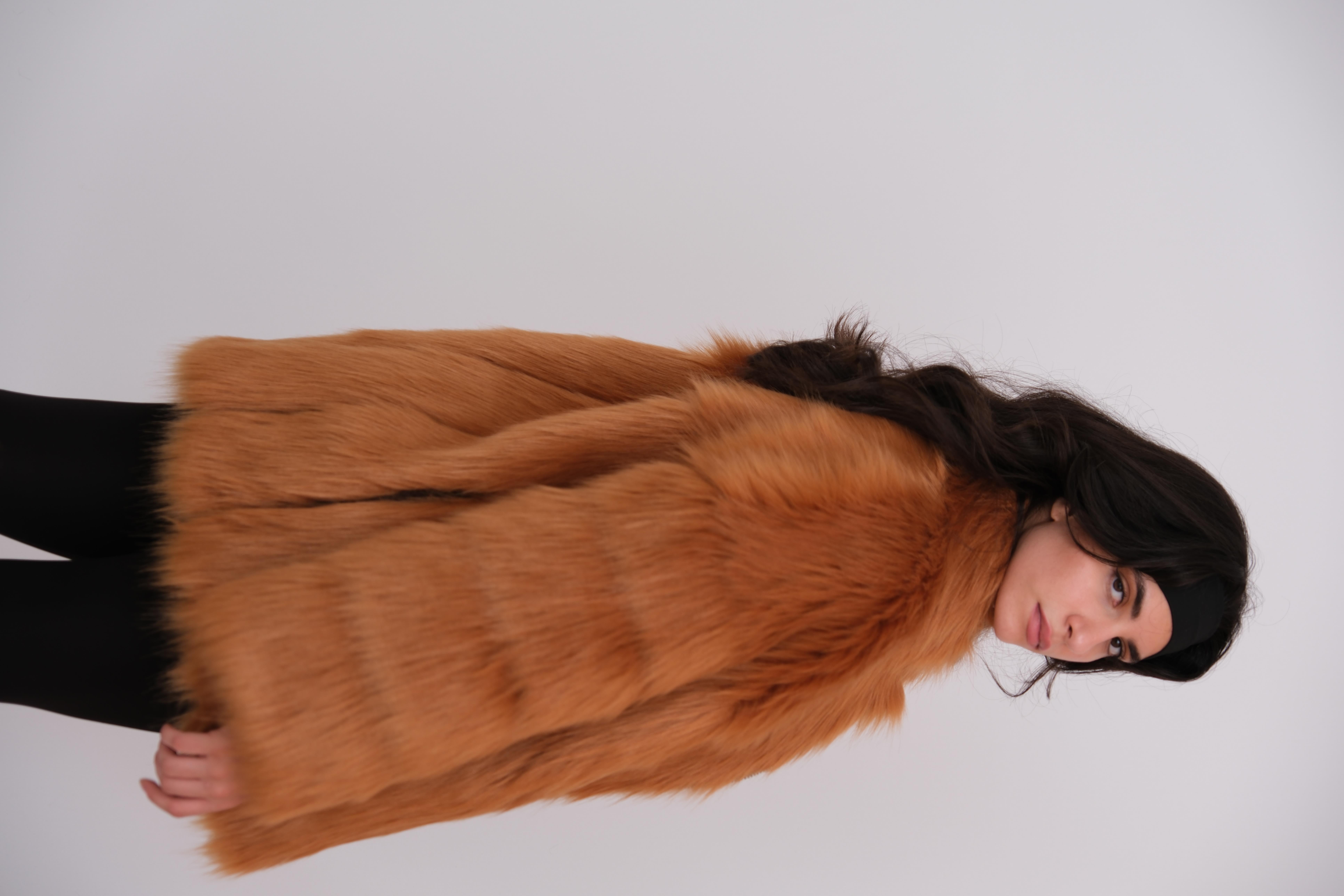 MILAN Suni Kürk Ceket - Tarçın