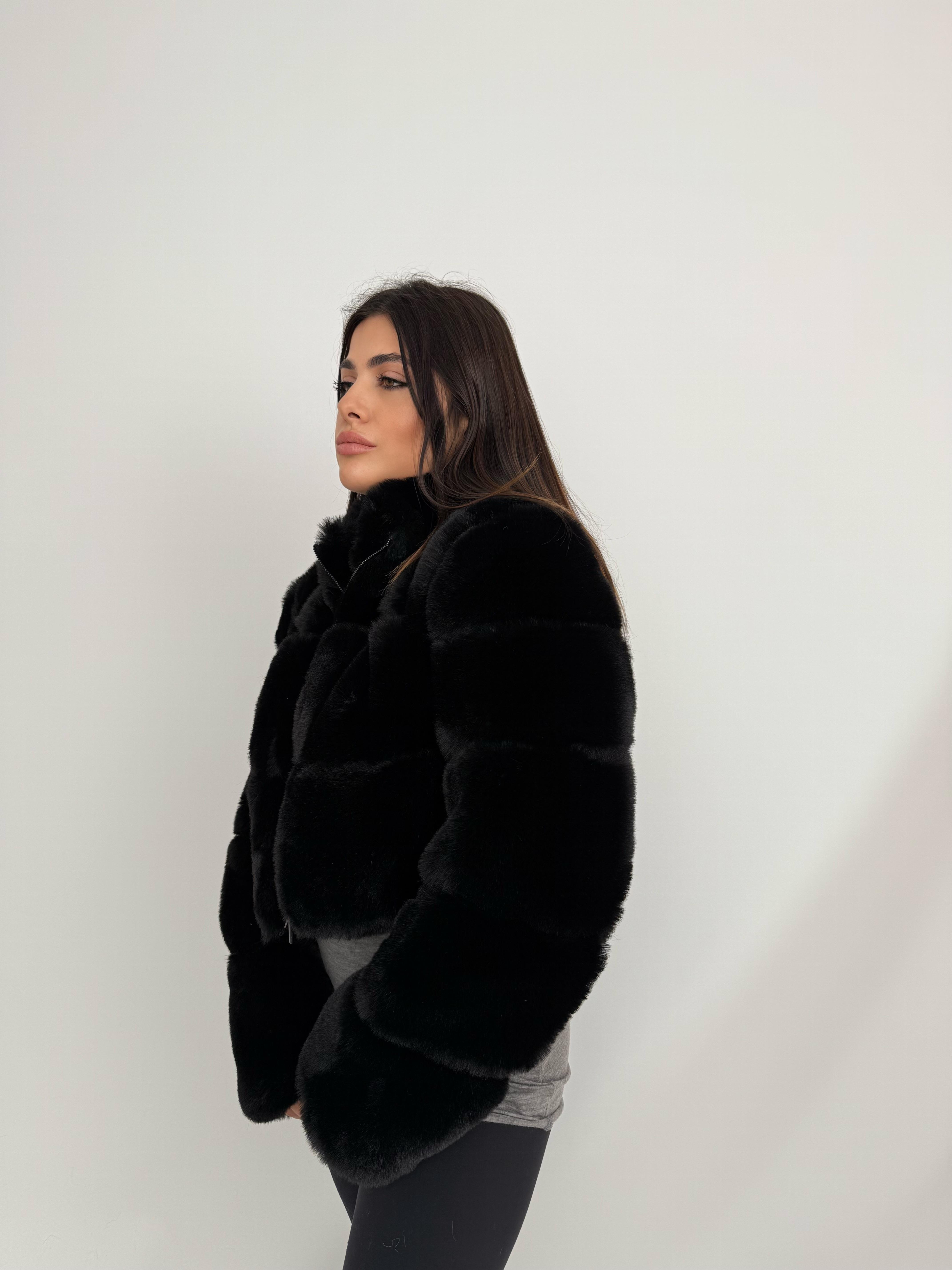 RIVAS Fonksiyonel Suni Kürk Ceket - Siyah