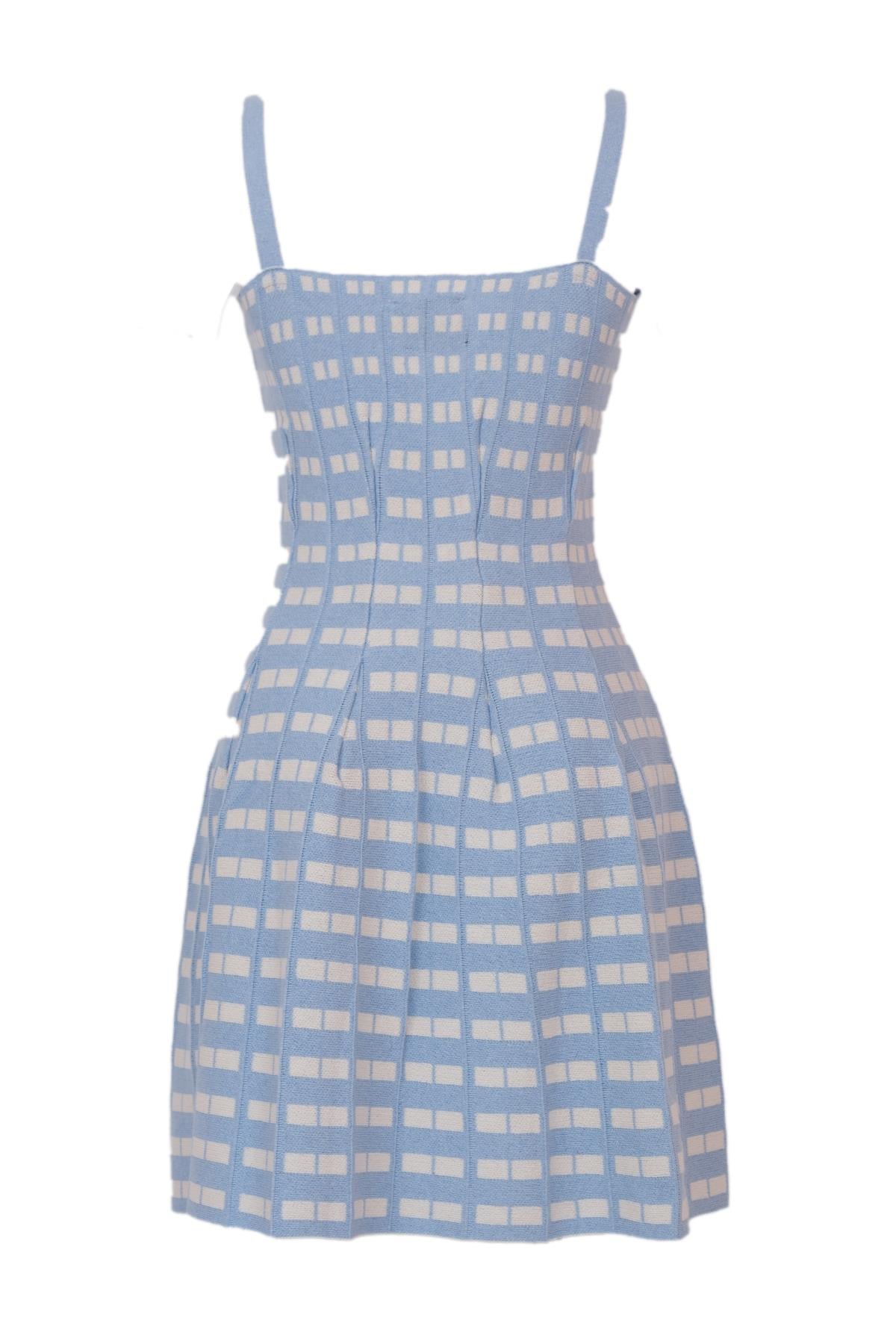 Triko Elbise - Açık Mavi