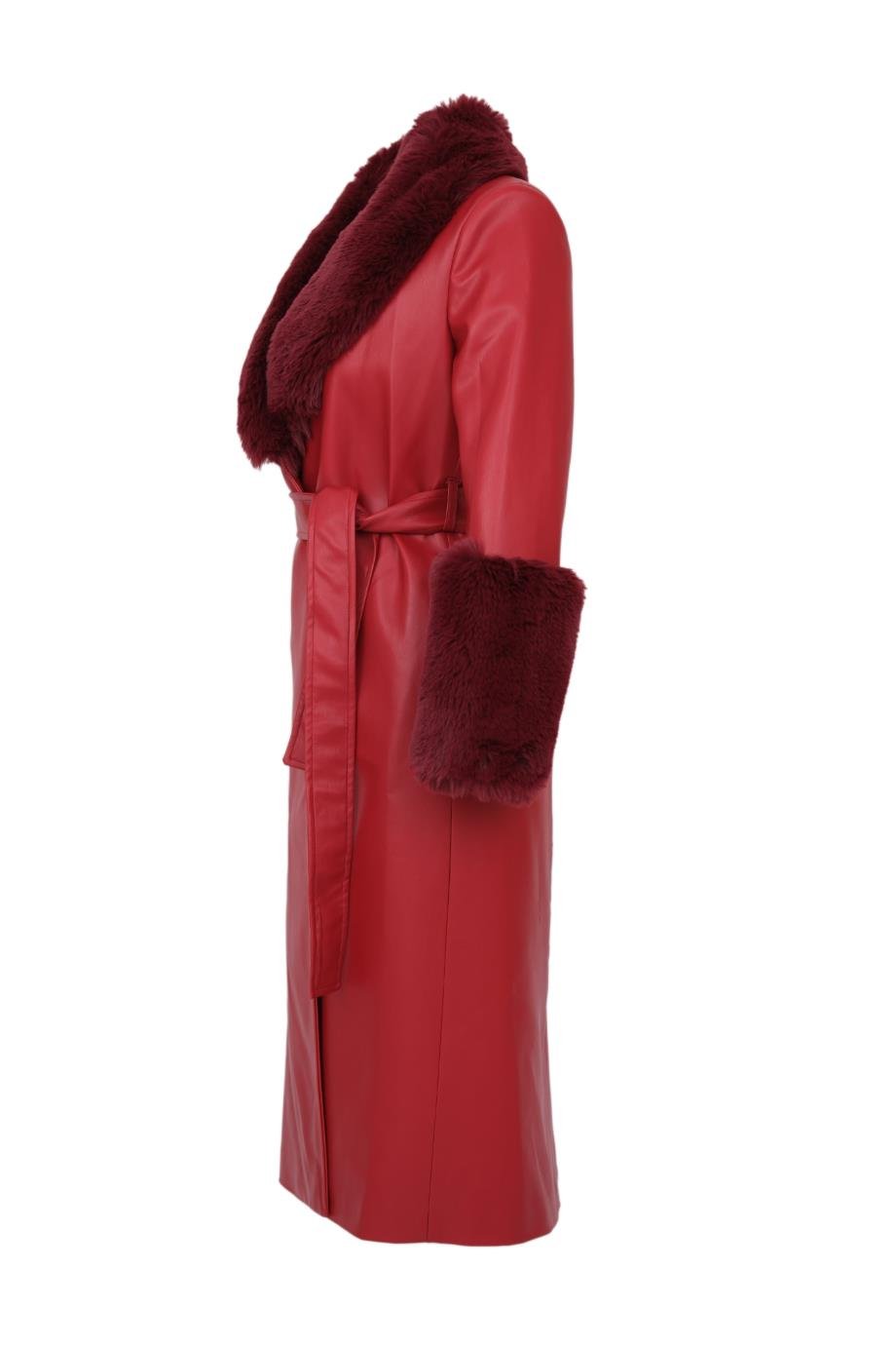 VALENTIN Deri Trençkot - Bordo