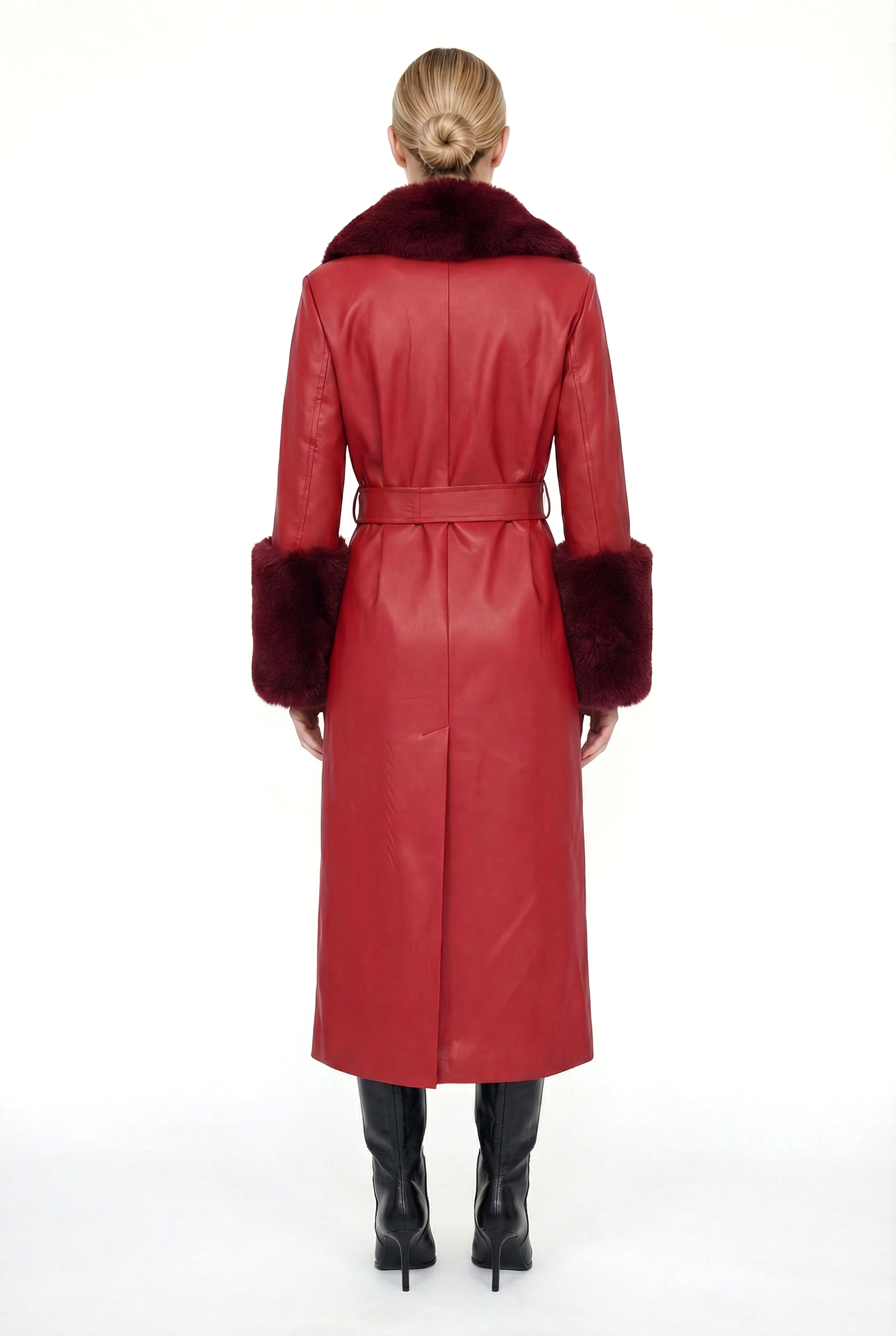 VALENTIN Deri Trençkot - Bordo