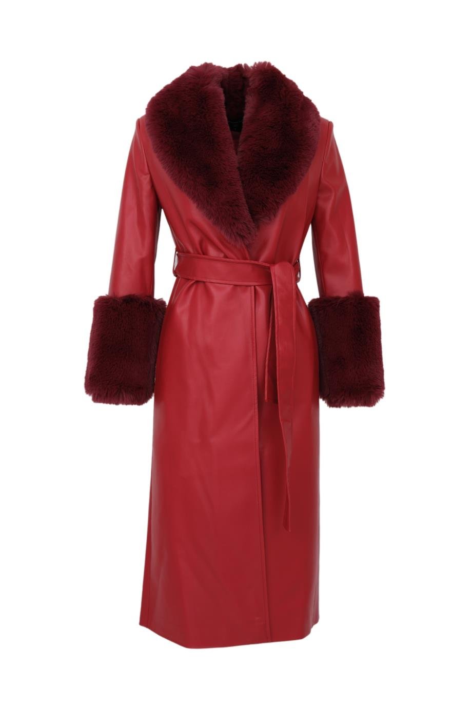 VALENTIN Deri Trençkot - Bordo