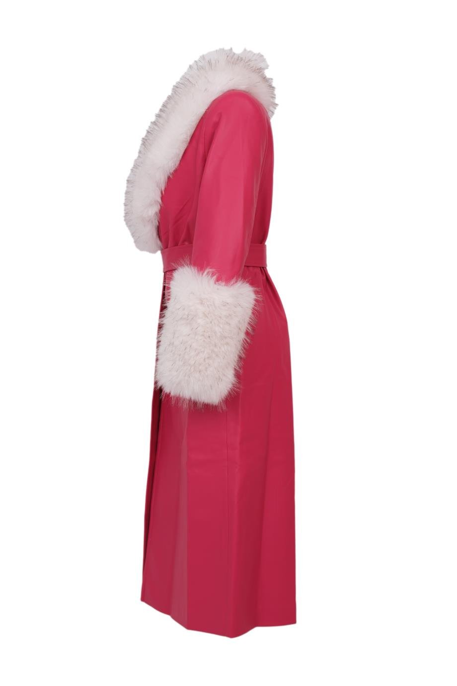 VALENTIN Deri Trençkot - Fuşya