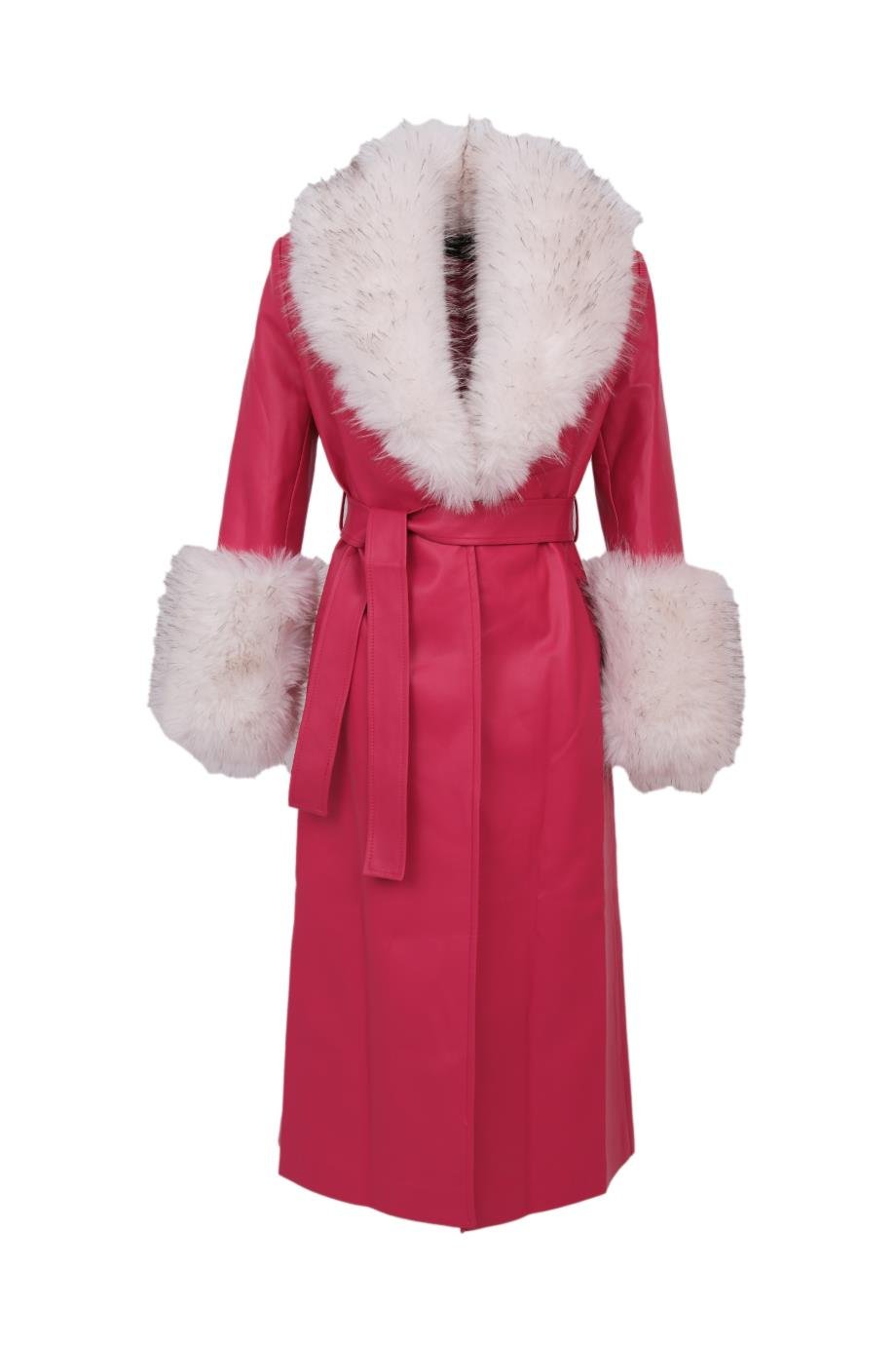 VALENTIN Deri Trençkot - Fuşya
