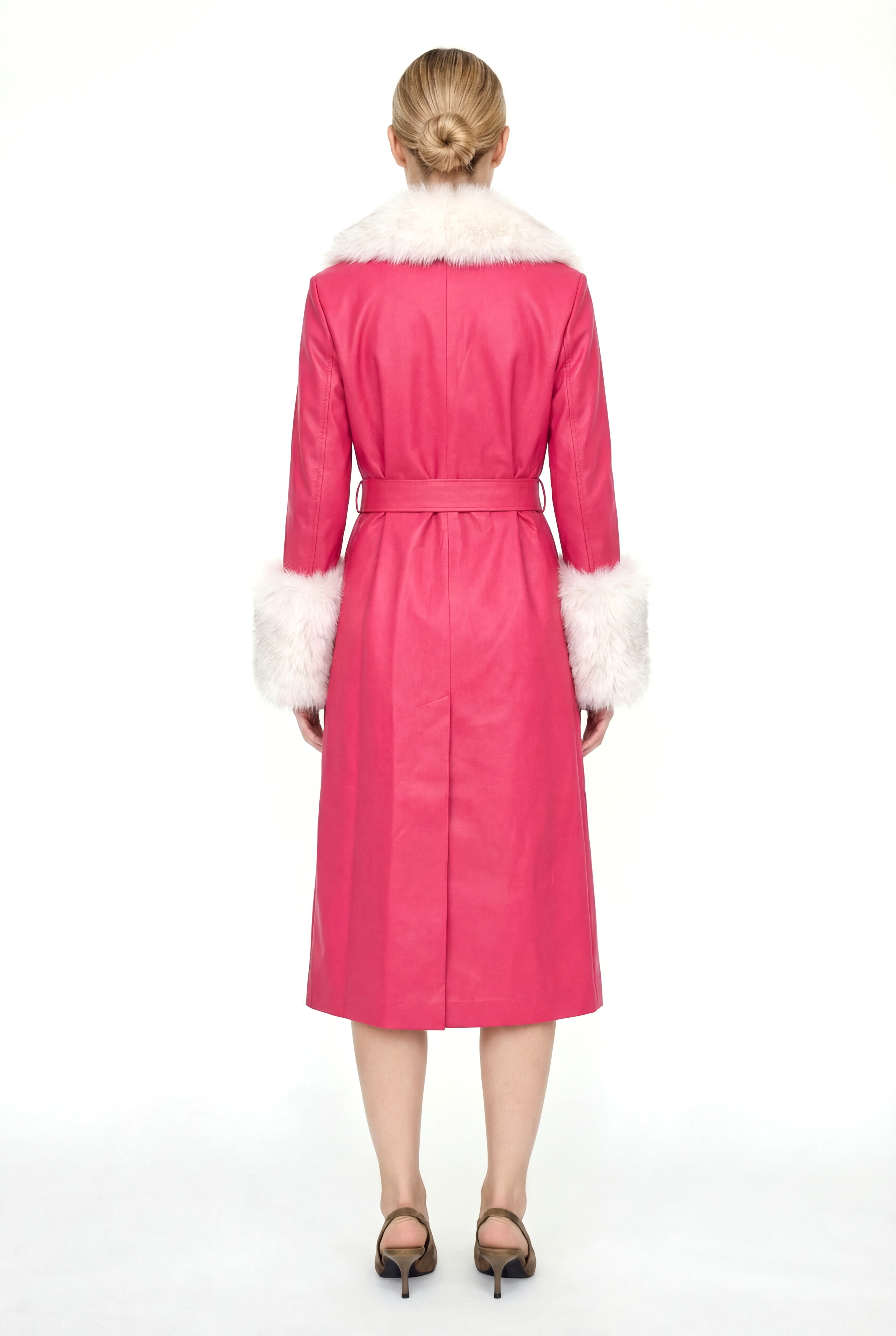 VALENTIN Deri Trençkot - Fuşya