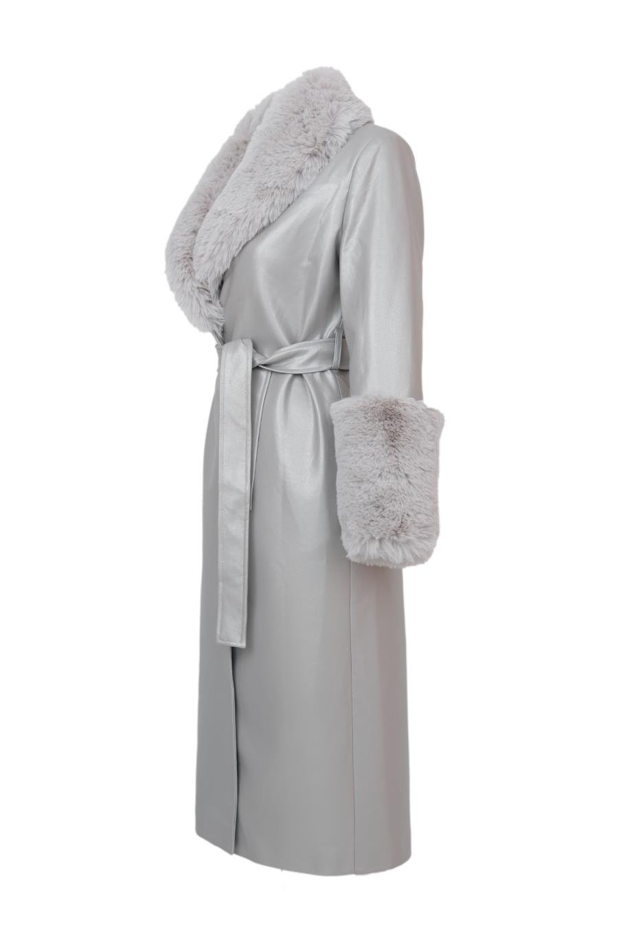 VALENTIN Deri Trençkot - Gri