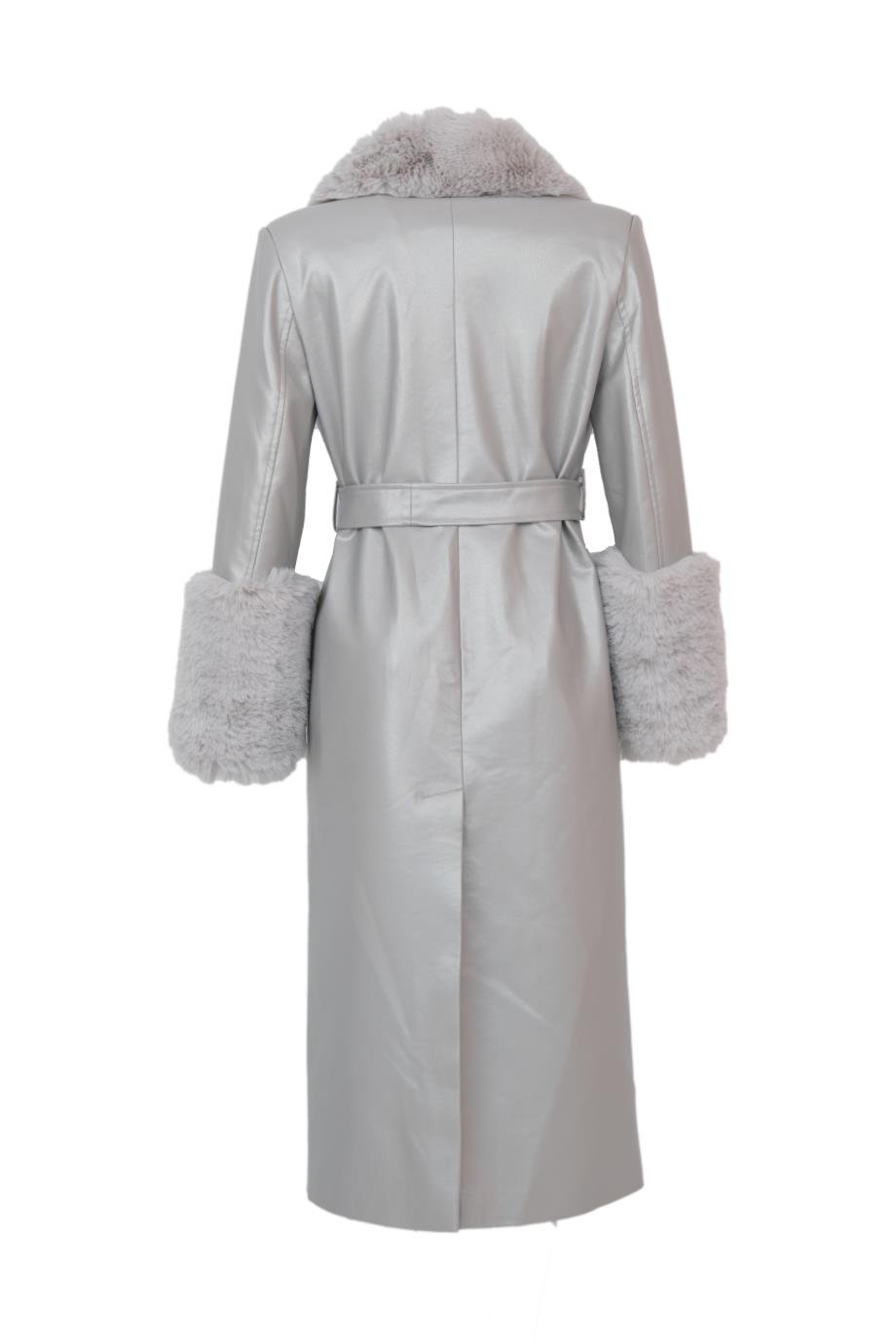 VALENTIN Deri Trençkot - Gri
