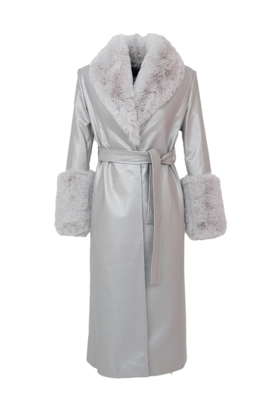 VALENTIN Deri Trençkot - Gri