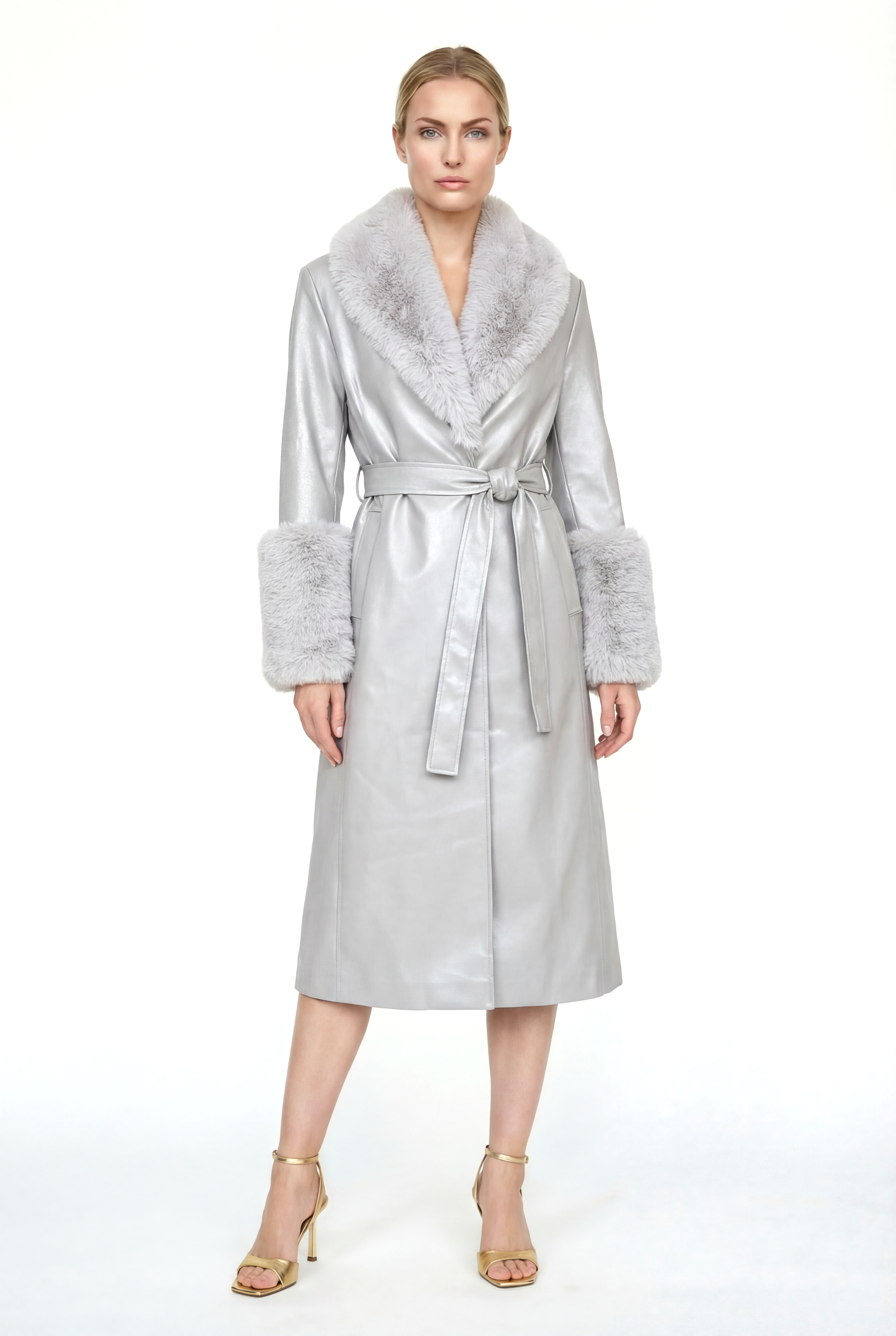 VALENTIN Deri Trençkot - Gri