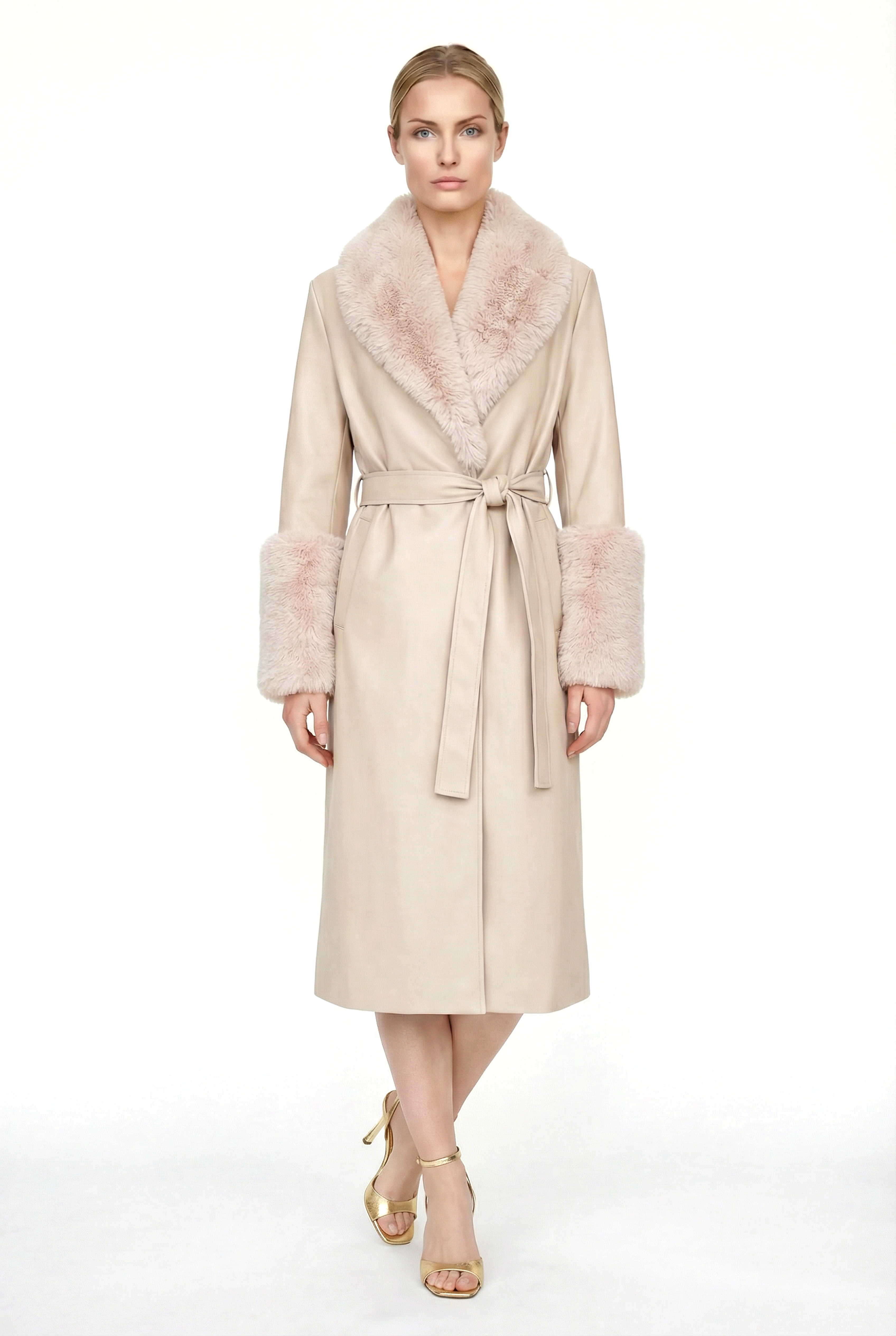 VALENTIN Deri Trençkot - Krem