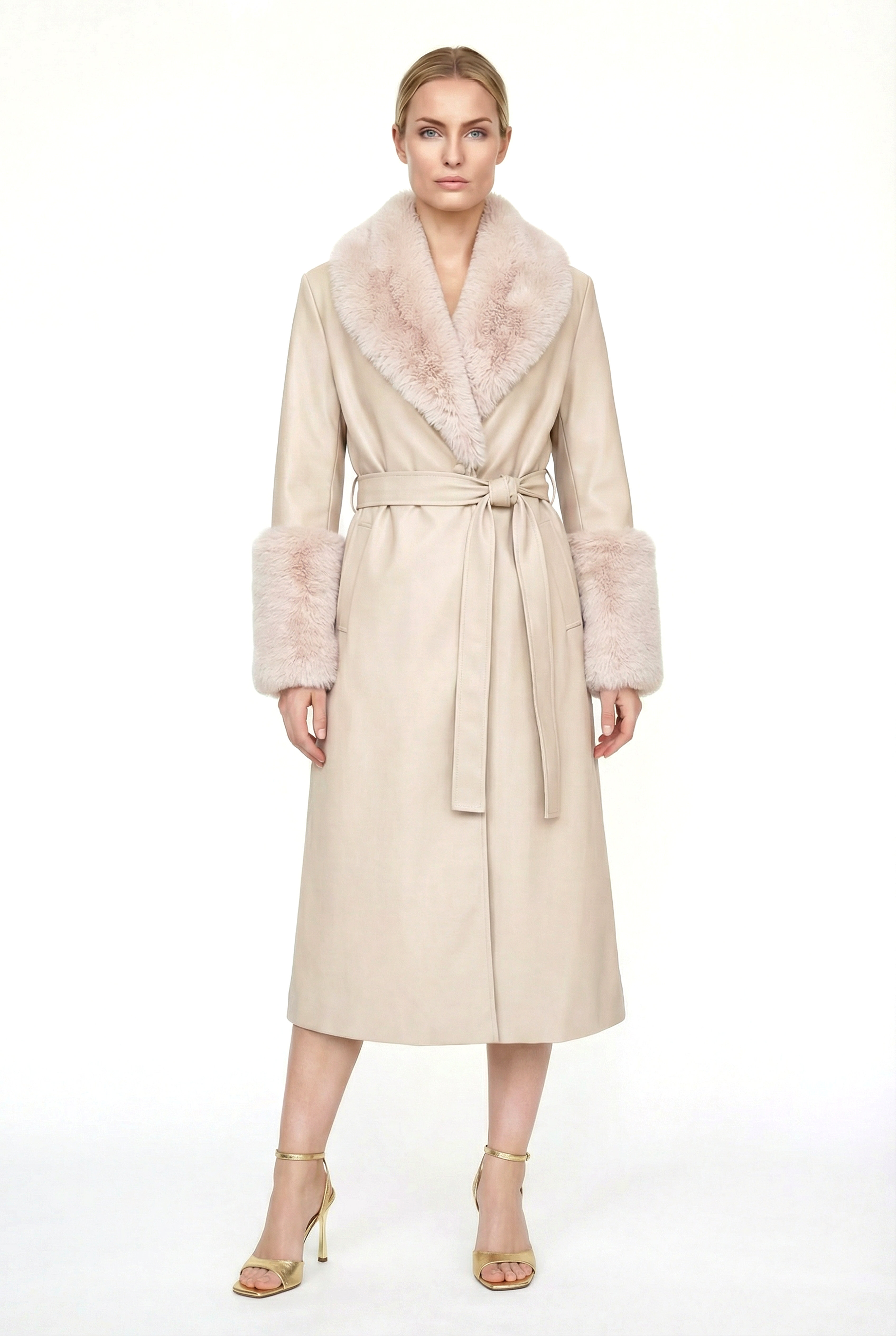 VALENTIN Deri Trençkot - Krem