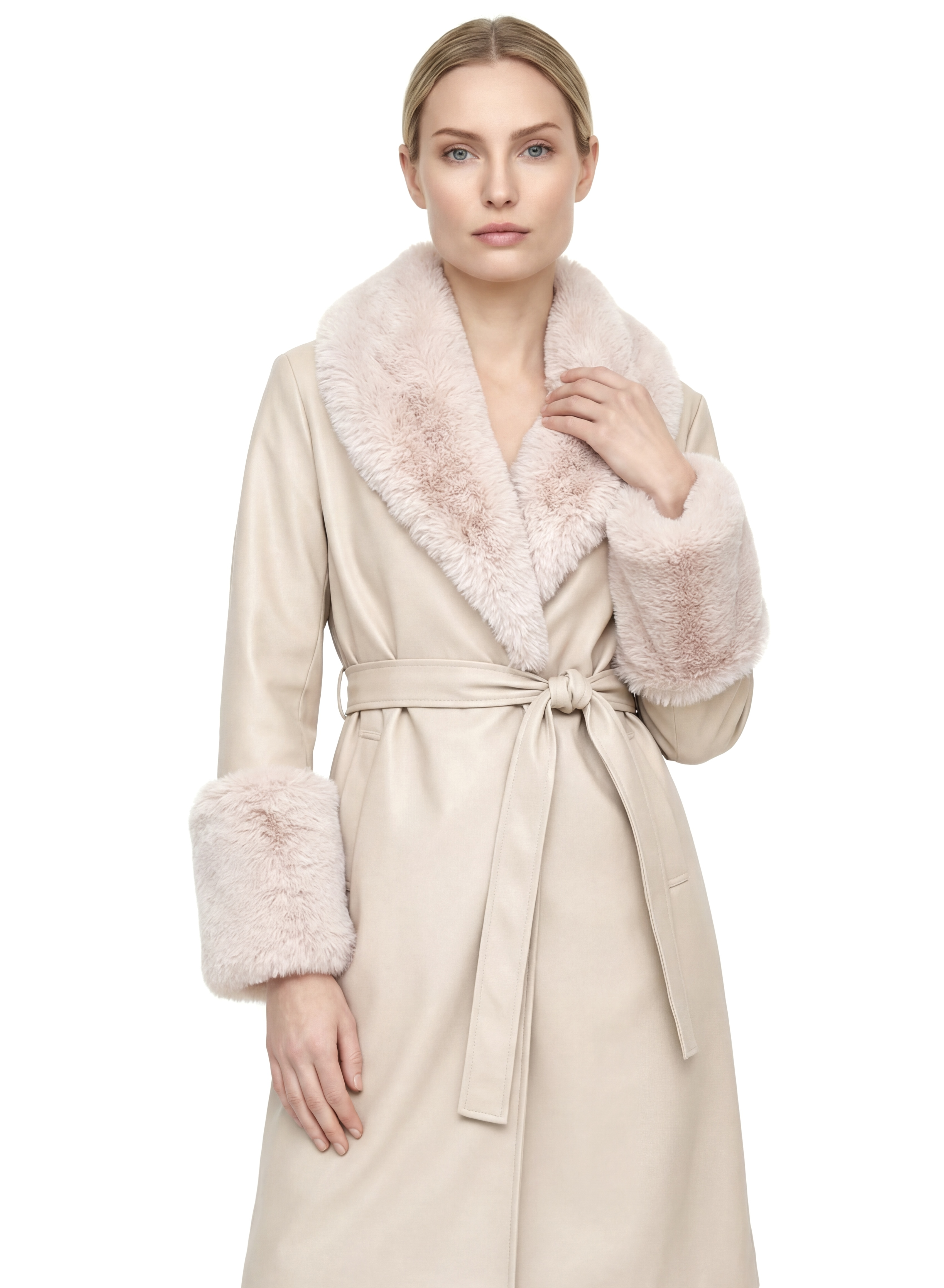 VALENTIN Deri Trençkot - Krem