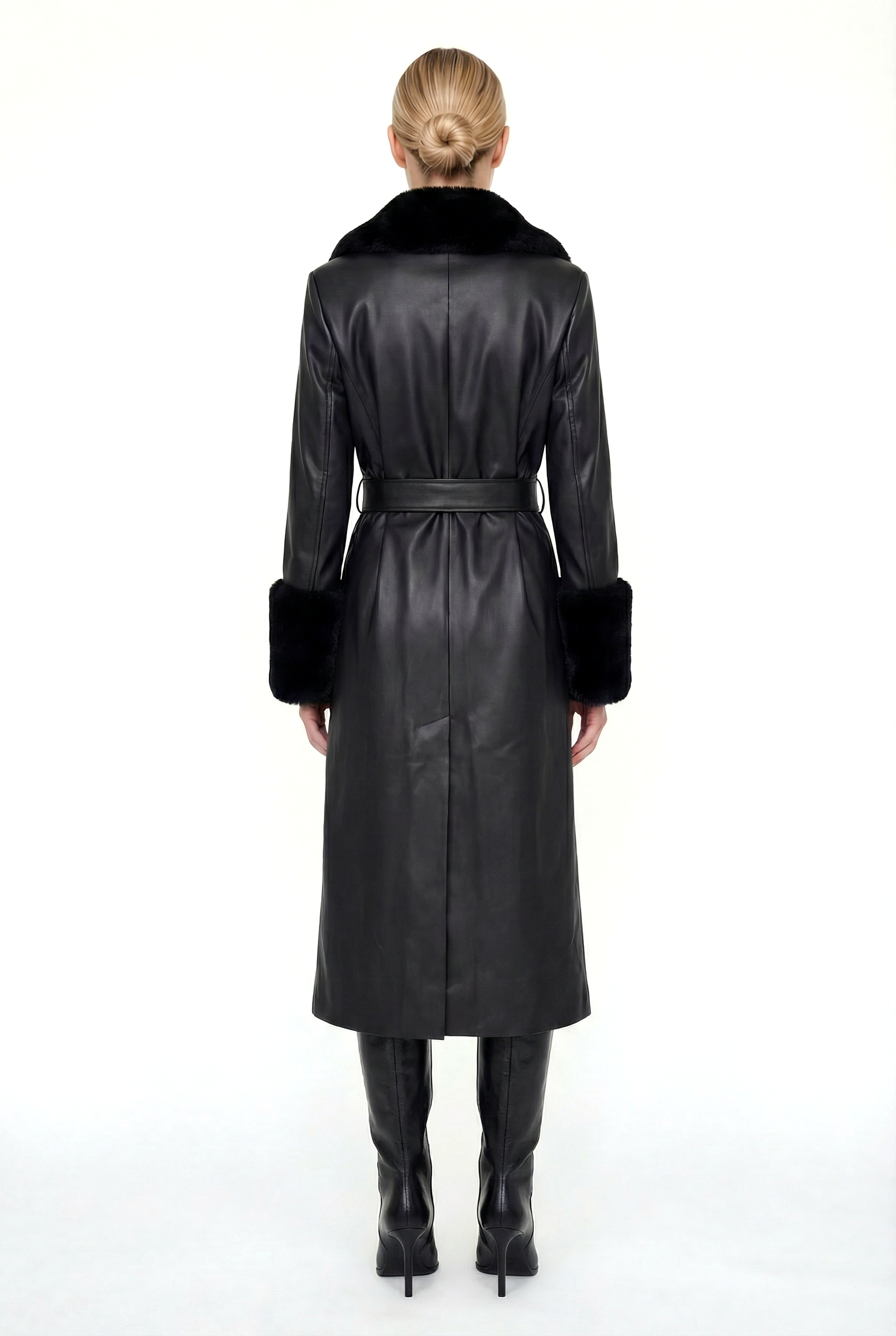 VALENTIN Deri Trençkot - Siyah