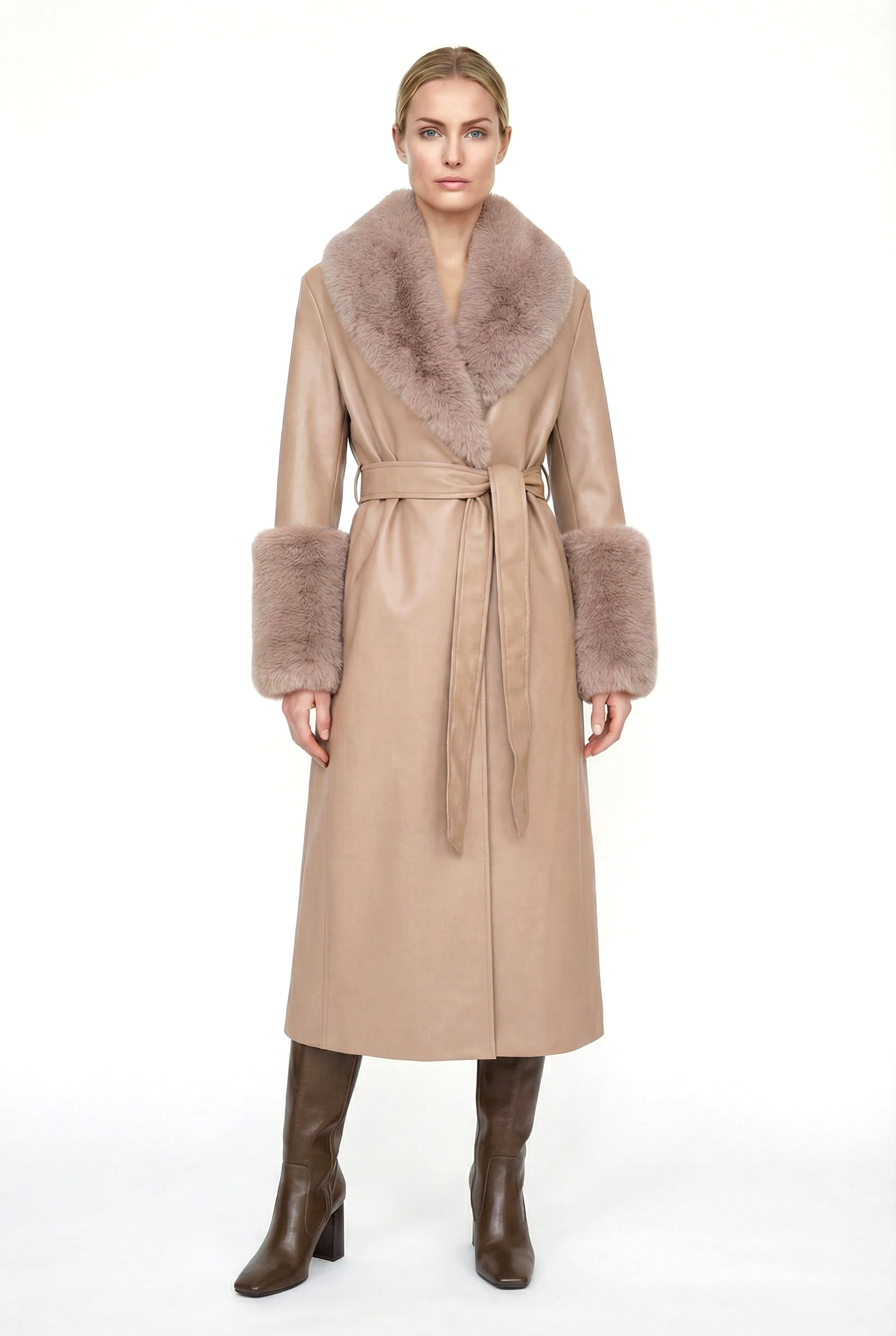 VALENTIN Deri Trençkot - Taş