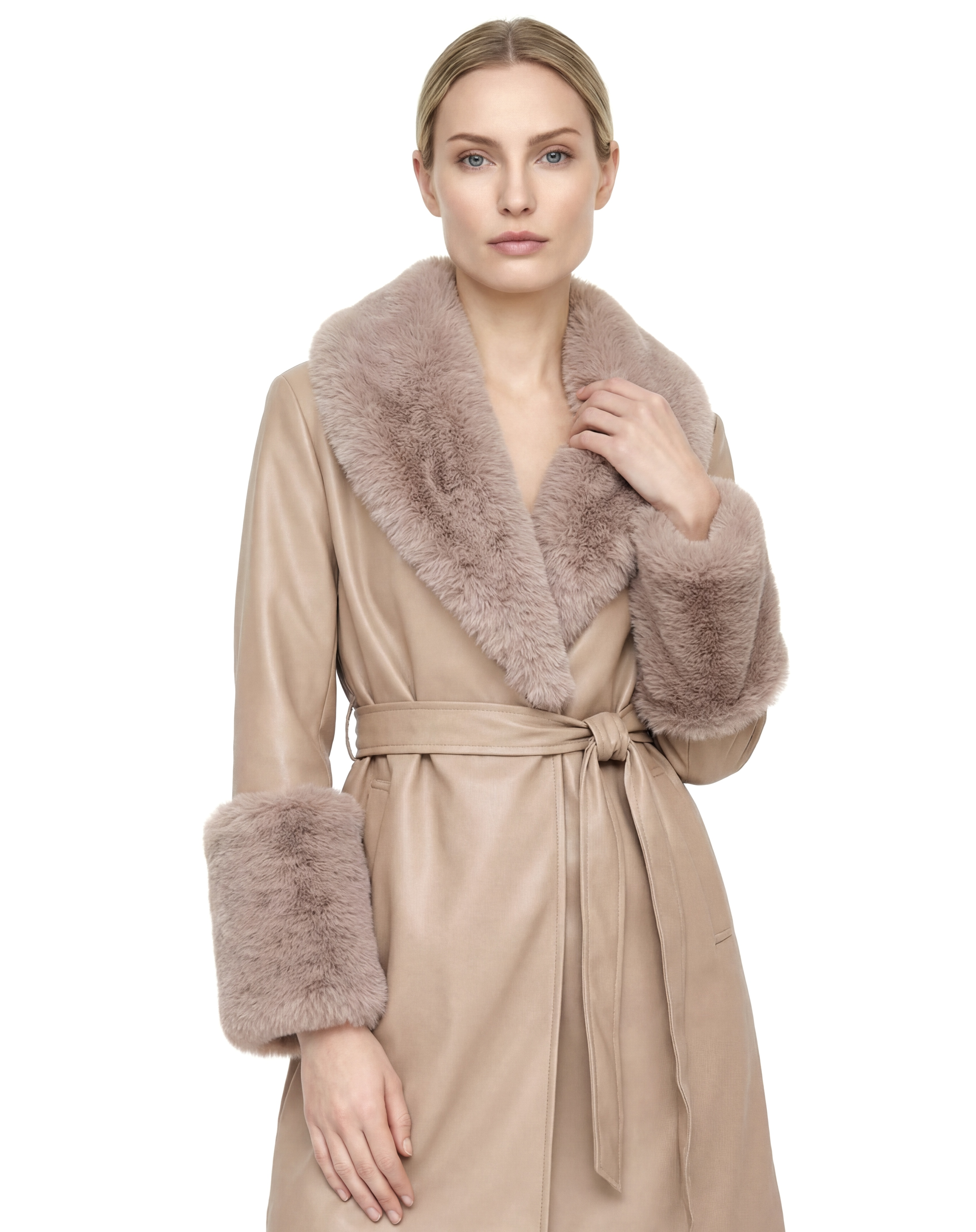 VALENTIN Deri Trençkot - Taş