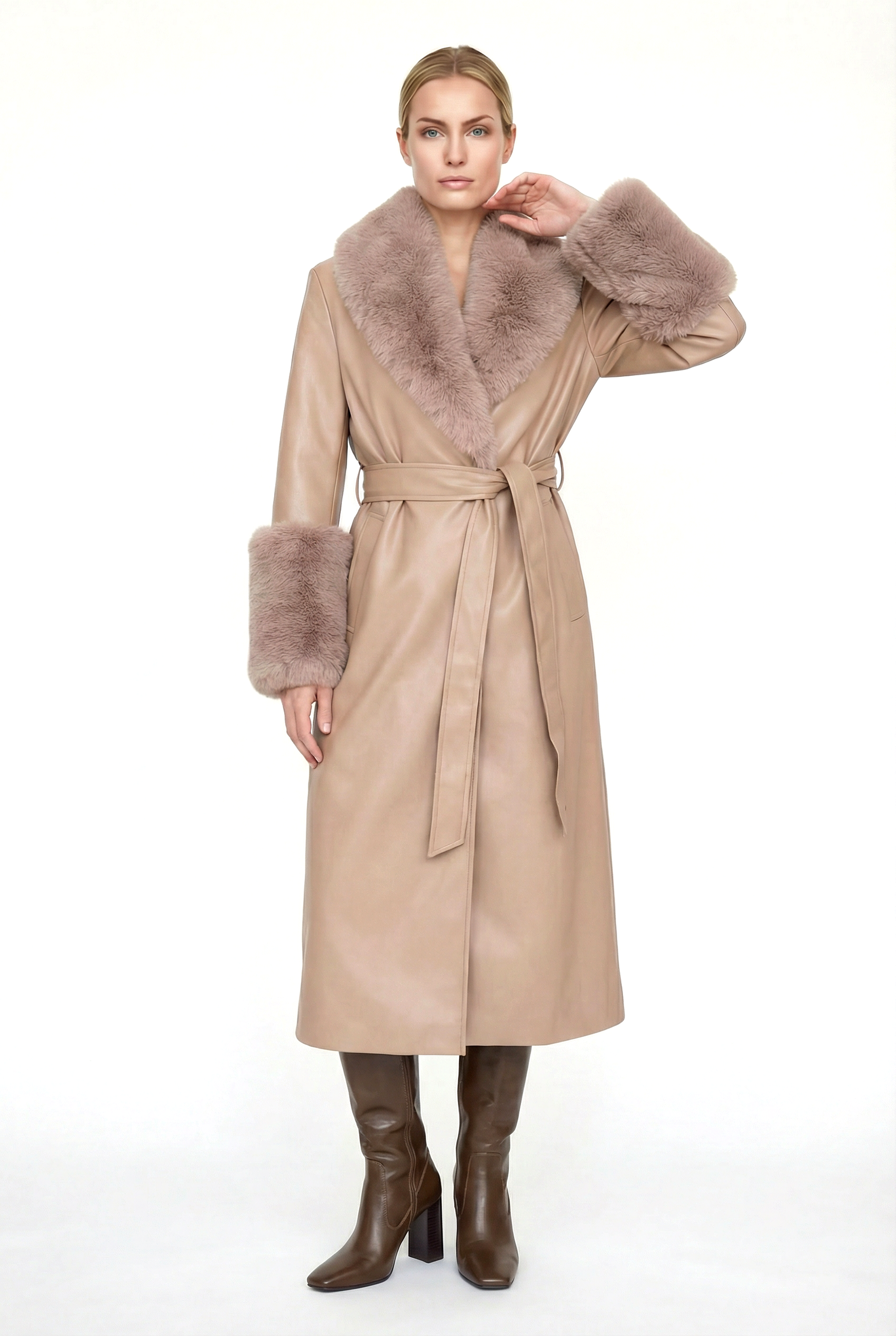 VALENTIN Deri Trençkot - Taş