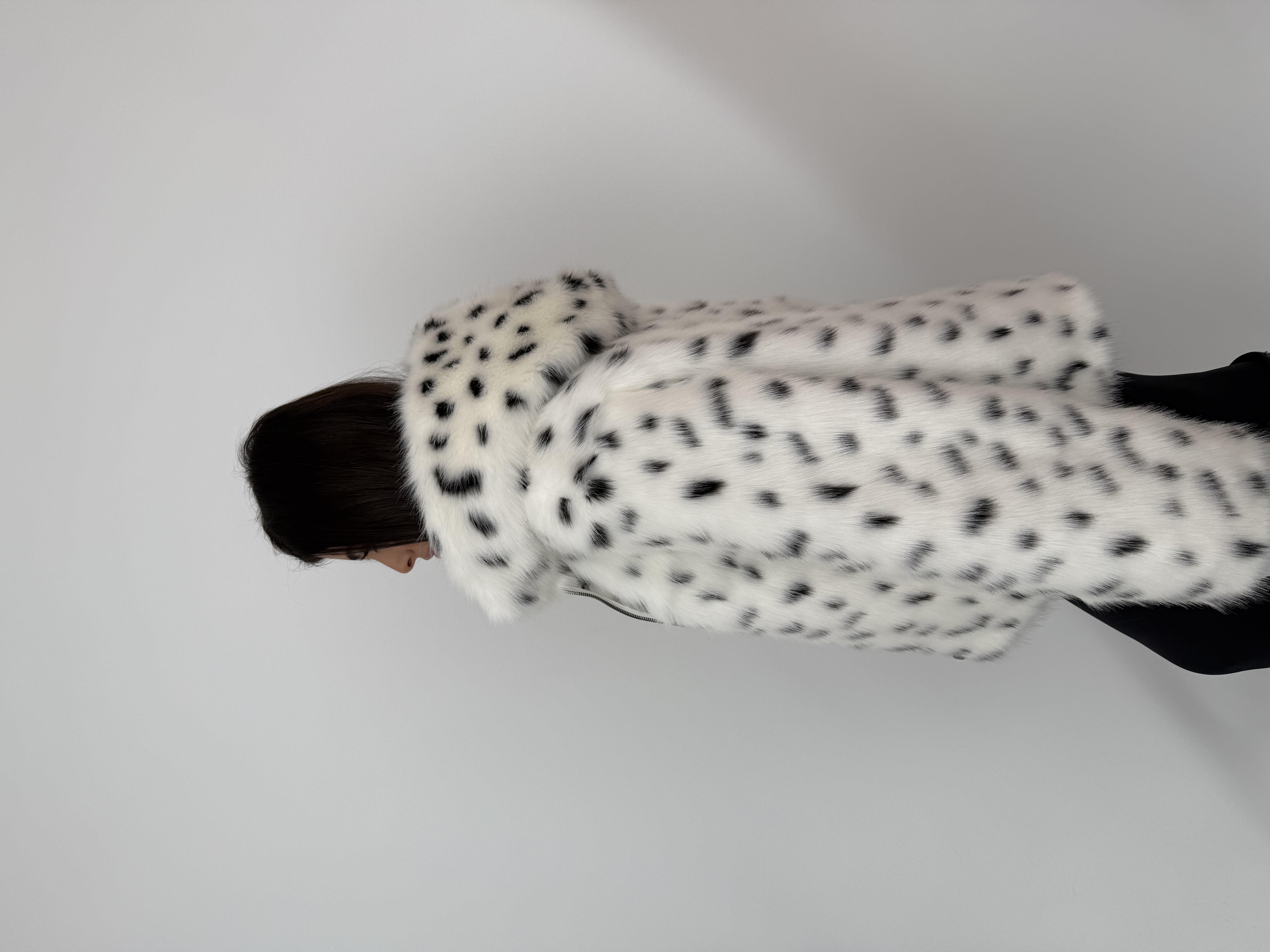 ZOEY Kapüşonlu Desenli Suni Kürk Ceket - Leopar