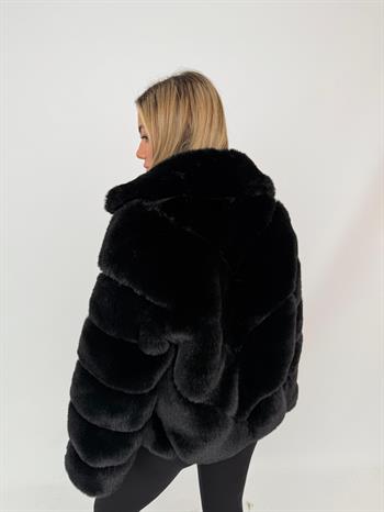 ADORA Suni Kürk Ceket - Siyah