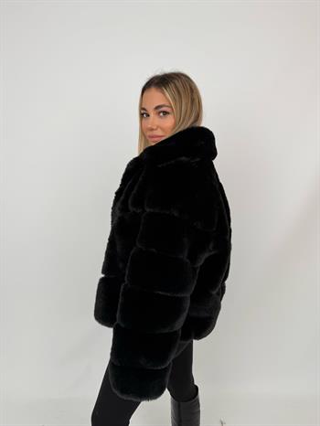 ADORA Suni Kürk Ceket - Siyah