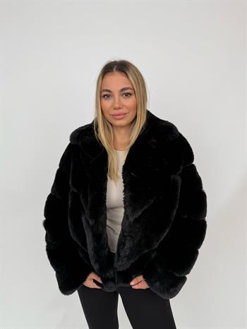 ADORA Suni Kürk Ceket - Siyah
