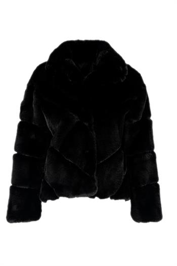 ADORA Suni Kürk Ceket - Siyah