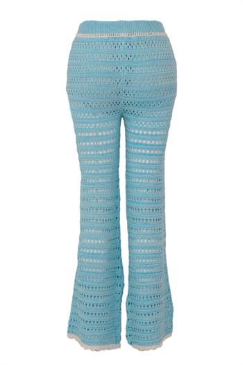 Ajur Desenli Triko Pantalon - Aqua