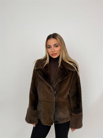 ALIEN Suni Kürk Ceket - Kahverengi