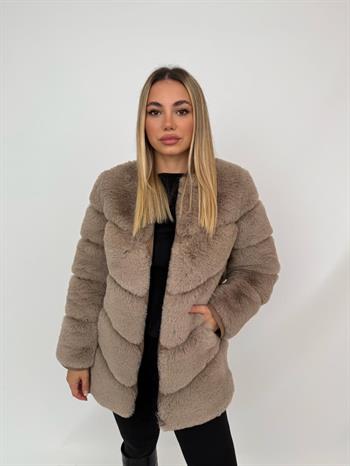 CLASSIC EDITION Suni Kürk Ceket - Vizon