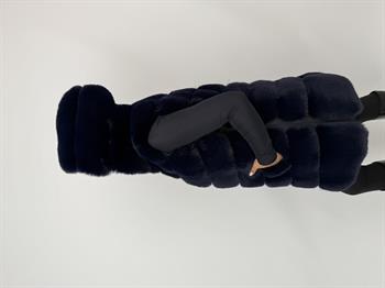 CLASSIC Kapüşonlu Suni Kürk Yelek - Saks