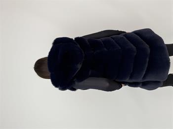 CLASSIC Kapüşonlu Suni Kürk Yelek - Saks